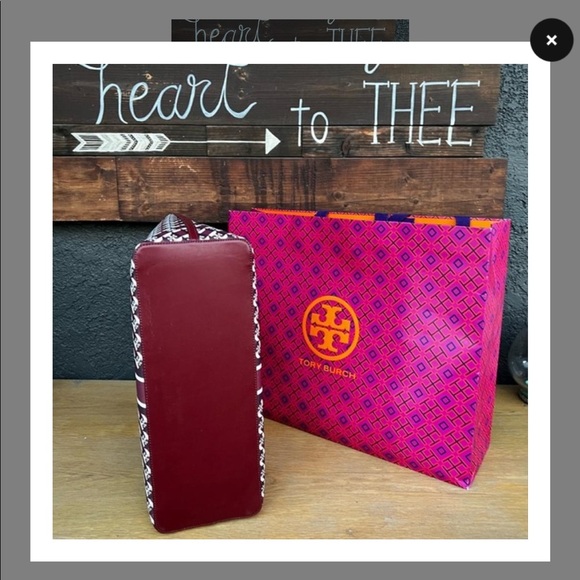 Tory Burch Red Geo Tote - Picture 4 of 6